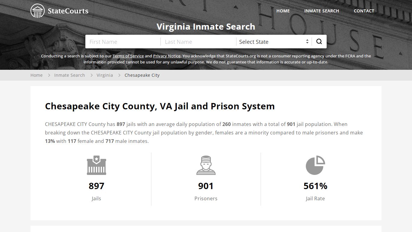 Chesapeake City County, VA Inmate Search - StateCourts
