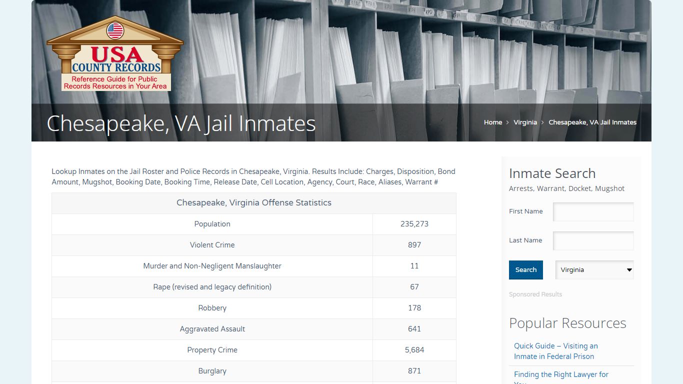 Chesapeake, VA Jail Inmates | Name Search